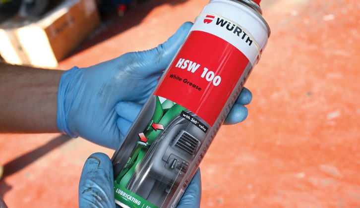 Lithium grease tends to attract grime so use white grease spray