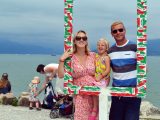 Stacie, Isabelle and Brian look stylish on their caravan holiday in Italy – just before someone had the excellent idea of buying ice-creams
