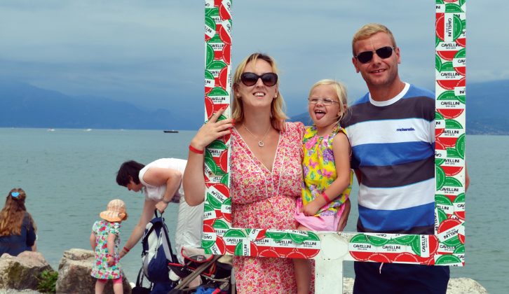 Stacie, Isabelle and Brian look stylish on their caravan holiday in Italy – just before someone had the excellent idea of buying ice-creams