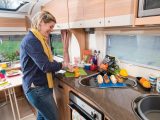 The Pursuit 550-4’s kitchen scores well for its worktop, but it falls short on storage space