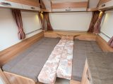 The double bed is large, but it will be difficult to make a domestic sheet fit the oddly shaped sleeping platform made from the twin facing sofas