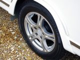 Alloy wheels contribute to premium look of the Hymer Nova GL 590 caravan reviewed by Practical Caravan