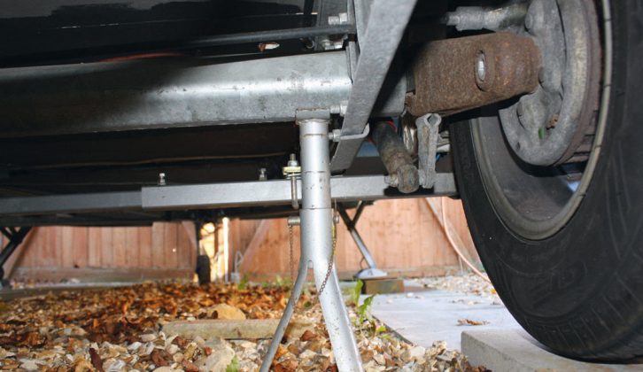 Be safe: use axle stands to keep the caravan in place while you are working under it to adjust the caravan's brakes