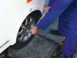 Replace each wheel and torque the wheel nuts as specified in your caravan handbook