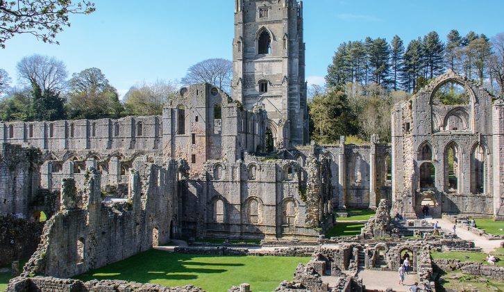 Visit the romantic ruins of the 12th century Fountains Abbey, set in a medieval deer park, during your caravan holidays in Yorkshire
