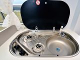 The hob and sink share a stainless-steel unit, but there is no grill and no oven in the Wingamm Rookie 3.5