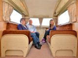Visitors are often impressed by the space inside – here Jim, Ann and granddaughter Eleanor enjoy the Carlight’s bright lounge