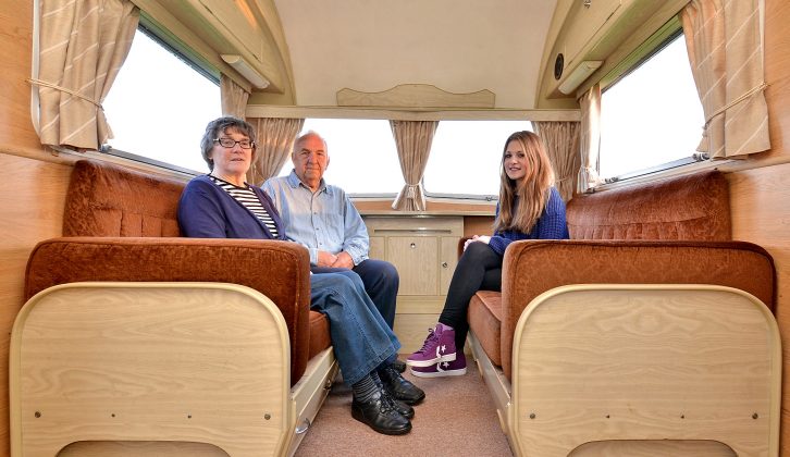 Visitors are often impressed by the space inside – here Jim, Ann and granddaughter Eleanor enjoy the Carlight’s bright lounge