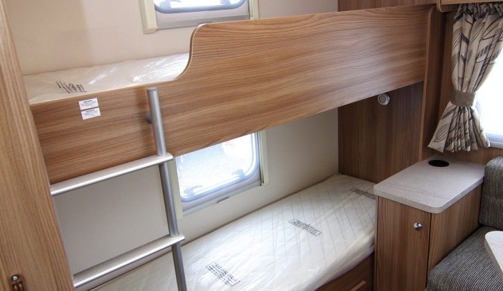 Each fixed bunk bed has its own window and light in the Swift Freestyle SE S 6 TD caravan, and they each measure 1.76m x 0.59m