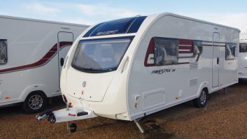Alloy wheels add to a thoroughly modern look in Lowdham's entry-level special edition, the Swift Freestyle SE S6 TD caravan