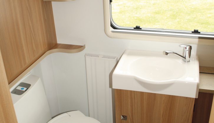 The washroom’s clear window is our sole gripe in an otherwise lovely caravan made for two