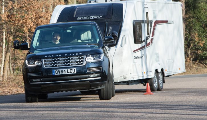 The car leans a little but Land Rover’s Roll Stability Control system dampens body roll – there’s ample grip with the caravan following behind