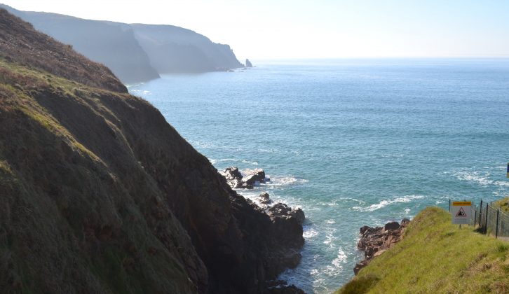 The tide was in when we visited Plemont beach, but the rugged cliffs were still fascinating