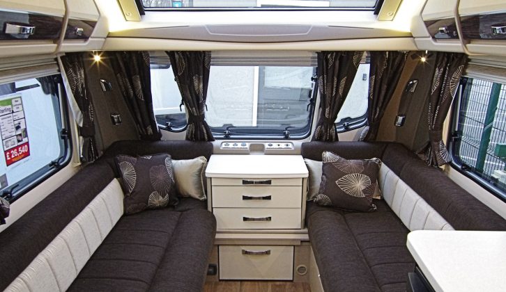 The living area of this Continental 570 is light and airy, although the colour scheme seems to split opinion