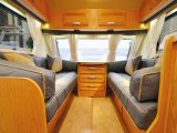 Real wood veneers and solid wood frames are used throughout the Vanmaster and the lighting is good. Cushions are pocket-sprung and you can order leather upholstery as an option