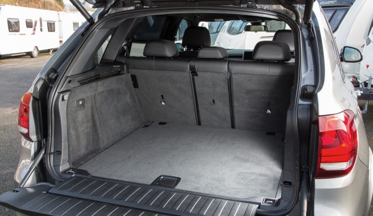 Five-seat models get a great-sized, 650-litre boot – read more in the Practical Caravan BMW X5 review