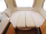 The double bed is big – 1.98m x 1.4m –  but hard to assemble in the Eriba