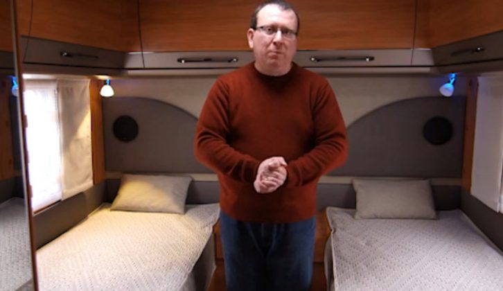 See the large fixed single beds and innovative washroom of the smallest Hymer sold in the UK in our TV show