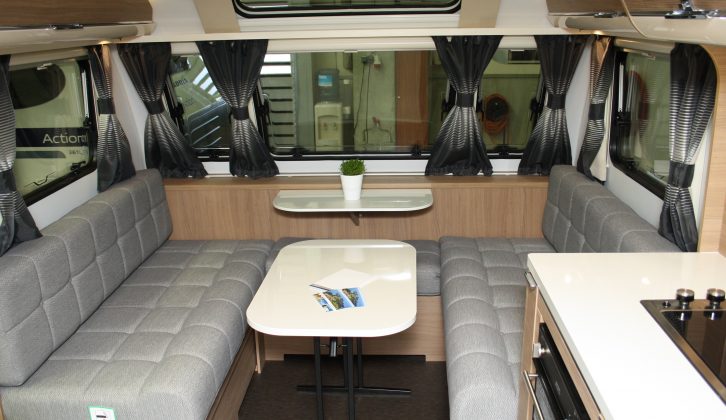 Inside the UK-spec Adora 613 DT Isonzo Jubilee edition – upgrades include the upholstery and curtains, plus new LED lighting