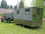 The replica caravan is based on an Ifor Williams trailer with a Bedford army lorry