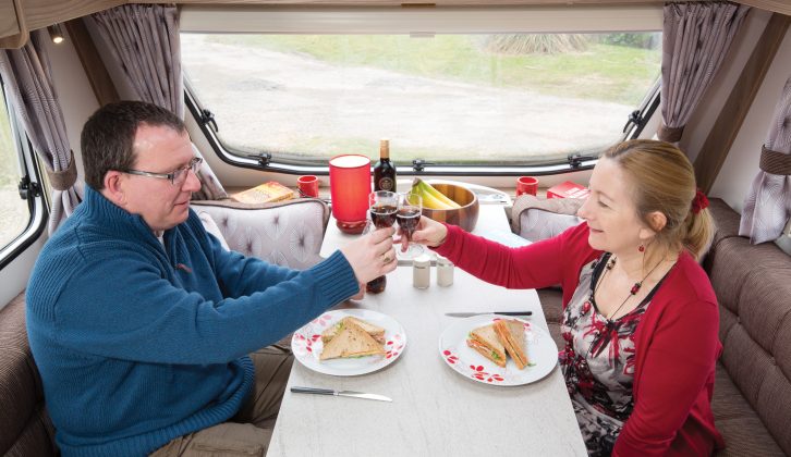 Six diners could cosy up around the table for a meal in this four-berth Sprite caravan, so it would suit small families or couples