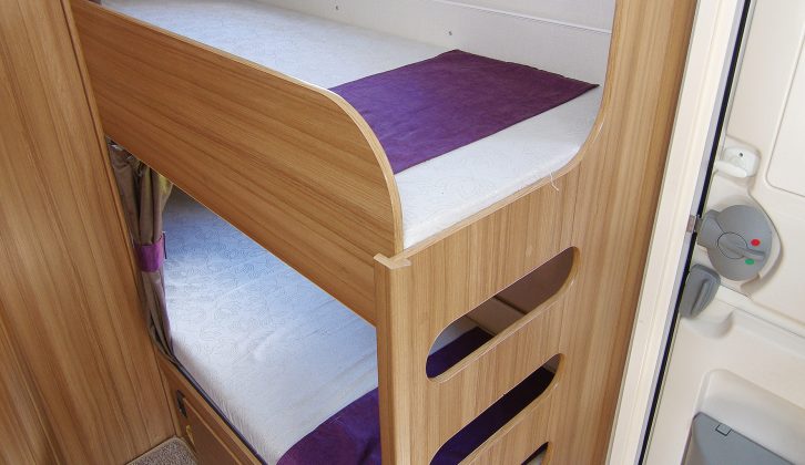 An integral ladder, separate windows and reading lights are features of the fixed bunks in the Lunar Quasar 646