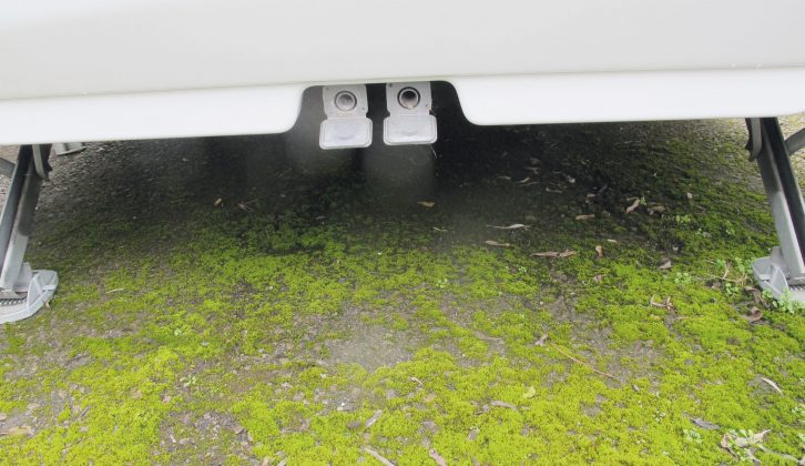 It’s not ideal to have waste-pipe outlets at the back of the van: on a sloping pitch you’ll often have insufficient clearance for a container