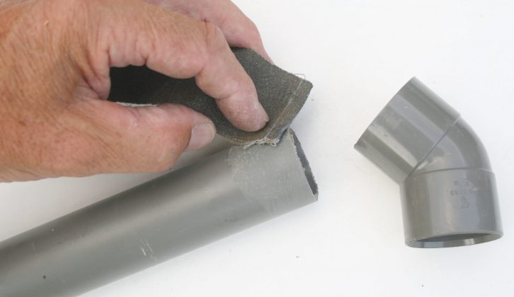 To create a waterproof joint, the mating surfaces need to be clean; it also helps to ‘rough them up’ using emery cloth