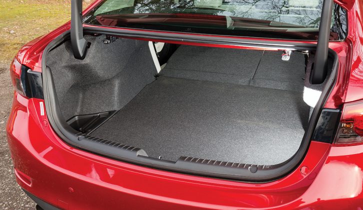 You get 201cm of load space with the seats down, although it is sloping – the Mazda 6 has a 489- to 1632-litre boot
