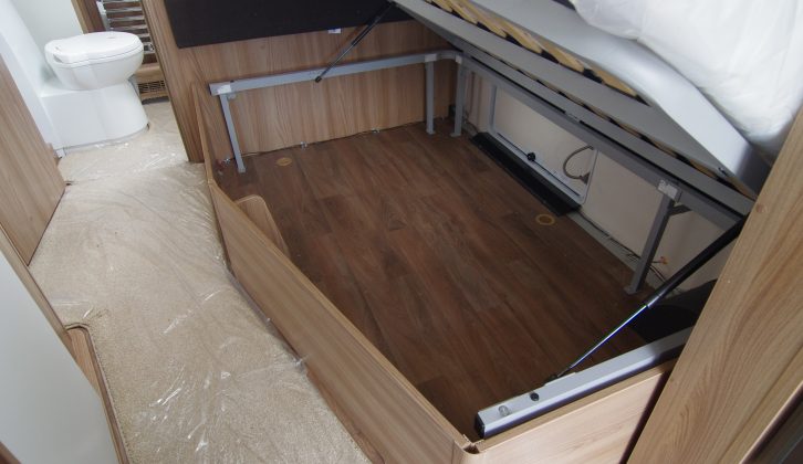 Underbed storage is massive and there's a hatch into it from outside in the Elegance 630