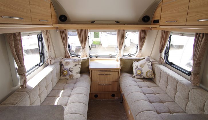 There's a spacious lounge with twin facing sofas that turn into a large double bed in the new Coachman Vision 520/4