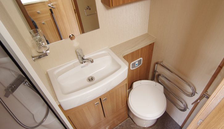 This twin-lounge caravan boasts one of the best washrooms we've seen in this layout