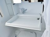 A drop-down basin saves space and proves the innovative thinking behind Adria caravans