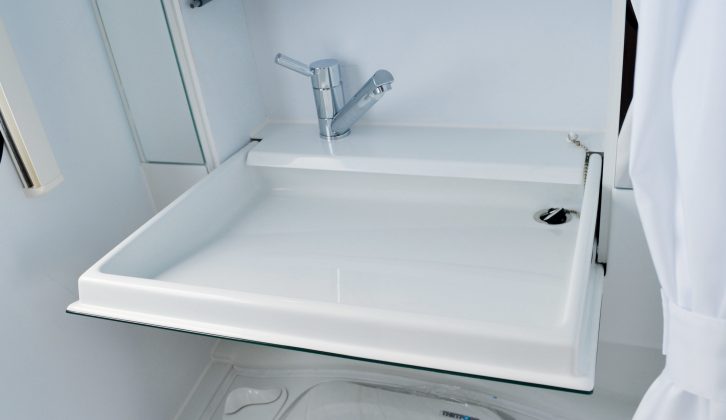 A drop-down basin saves space and proves the innovative thinking behind Adria caravans