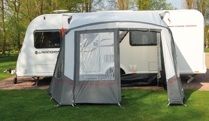 This inflatable porch awning for caravans is competitively priced at just under £300