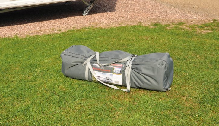 Weighing just 7.2kg, the Westfield Easy Air 350 awning packs down neatly into its bag