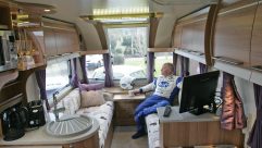 Reclining in luxury, Jonathan has a cuppa on site while he weighs up the competition