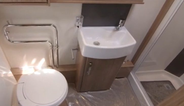Tune in to our show and see the full width end washroom in the Coachman VIP 575/4