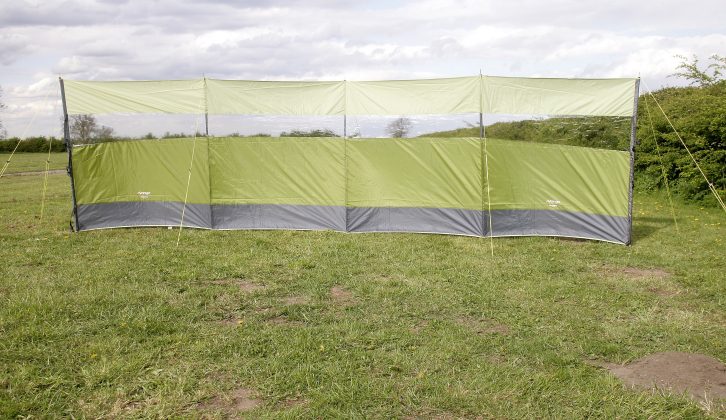 At 5.8 x 1.6m, Vango’s 5-Pole Windbreak is the second biggest windbreak in our group