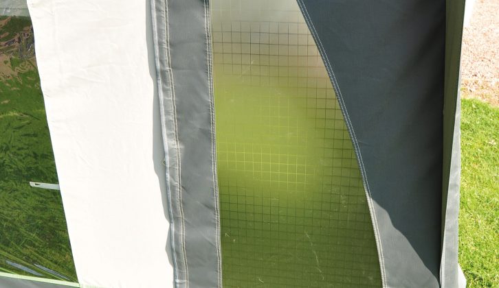 Fixed front translucent panels are a distinguishing feature of this upmarket porch awning from Inaca