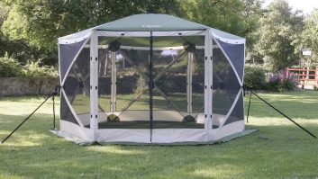 The Quest Elite Instant Spring Up Screen House 6 is 210cm high and weighs 15.5kg – read more in our review