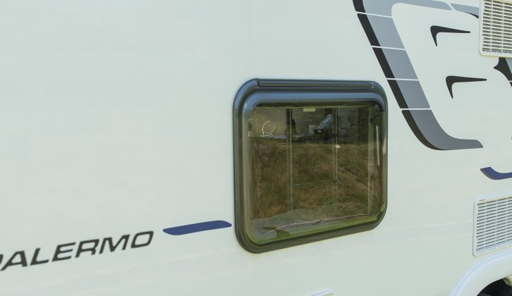 These two windows on the side of the twin-axle, all-new Bailey Pegasus Palermo hint at its layout