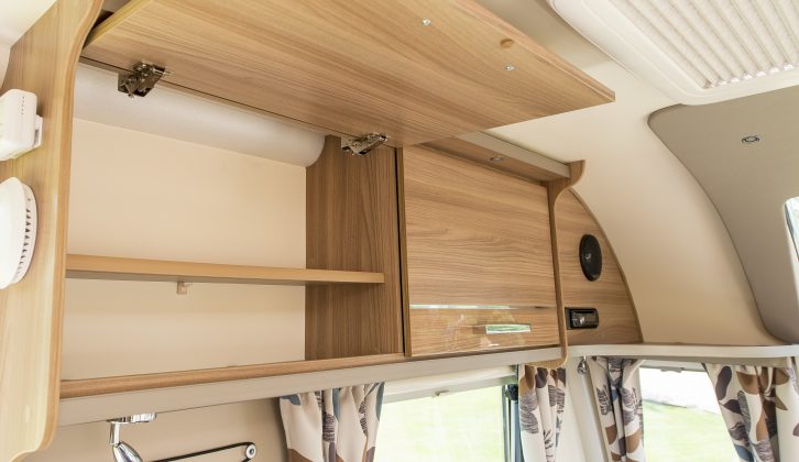 With lots of overhead lockers, there's a good amount of storage space in the 2016 Bailey Pegasus Palermo