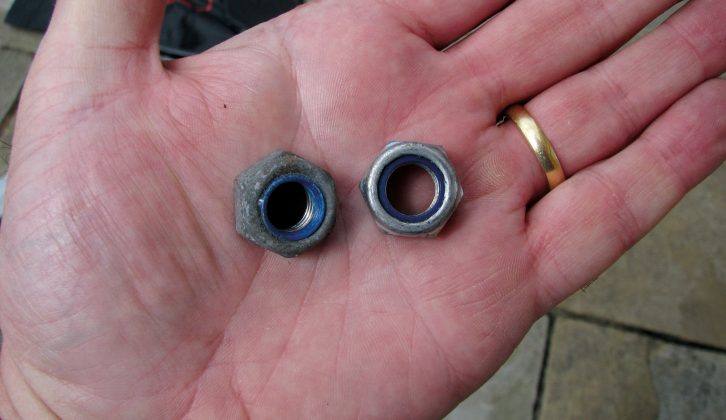 Al-Ko recommends using new Nylock nuts – here you can see a used one on the left and a new one on the right