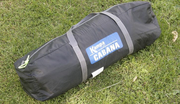 This is the compact choice, with a 70cm x 22cm x 20cm pack-down size – read more in the Practical Caravan Kampa Cabana review