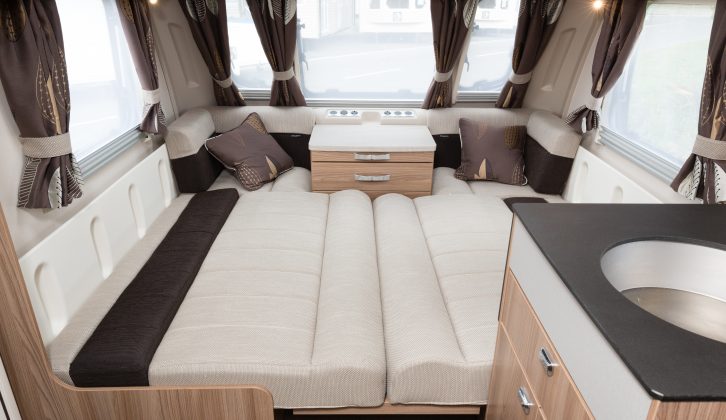 The Swift Conqueror 565's lounge is easy to convert into one large double, or use the sofas as single beds