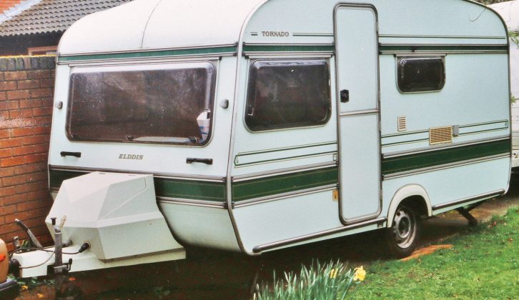 This Elddis Tornado is from a range of models named after different types of wind – they had single-pane acrylic windows; double-glazing was only fitted on costlier caravans, although that changed late in the 1980s