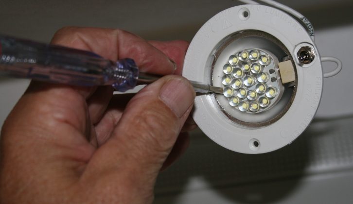 The housing on some ceiling lights is large enough to swap an original halogen bulb with one of these LED assemblies