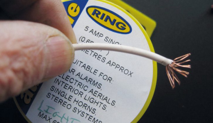 Lights normally need thin cable – this product is fine for caravan interior lights, as its label shows