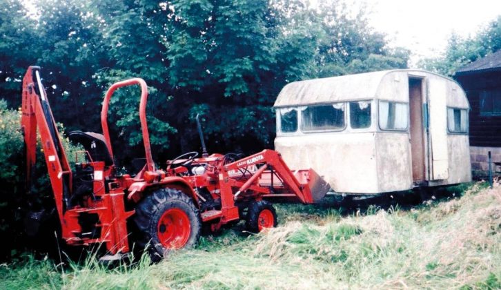 Using a tractor and lots of care, Mike had the Mercury towed back to his workshop. The tyres still held air!
